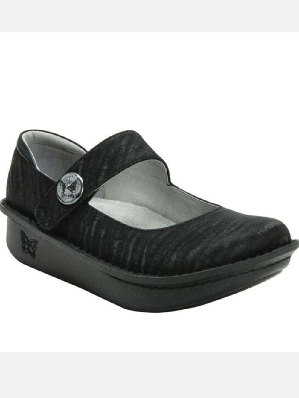 Alegria Paloma Caviar PAL-277 Mary Jane Loafer Shoe Black Ripple Suede 39 US 8.5